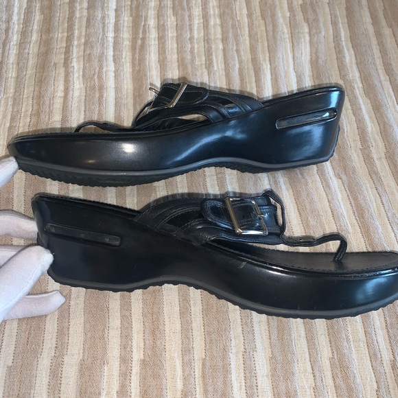 COLE Haan Black Leather Sandals By Nike Air. Sz 10/11 - Picture 2 of 13